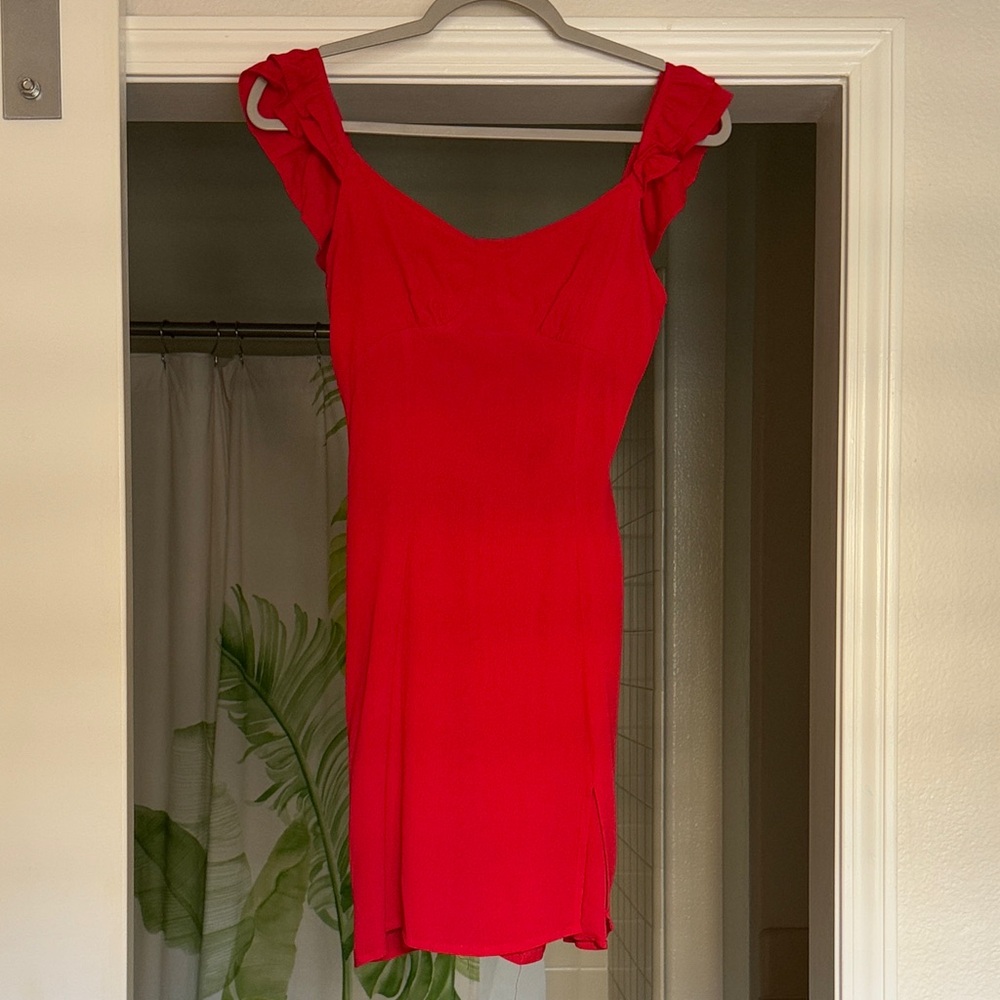 Cotton Candy Vibrant Red Mini Dress
